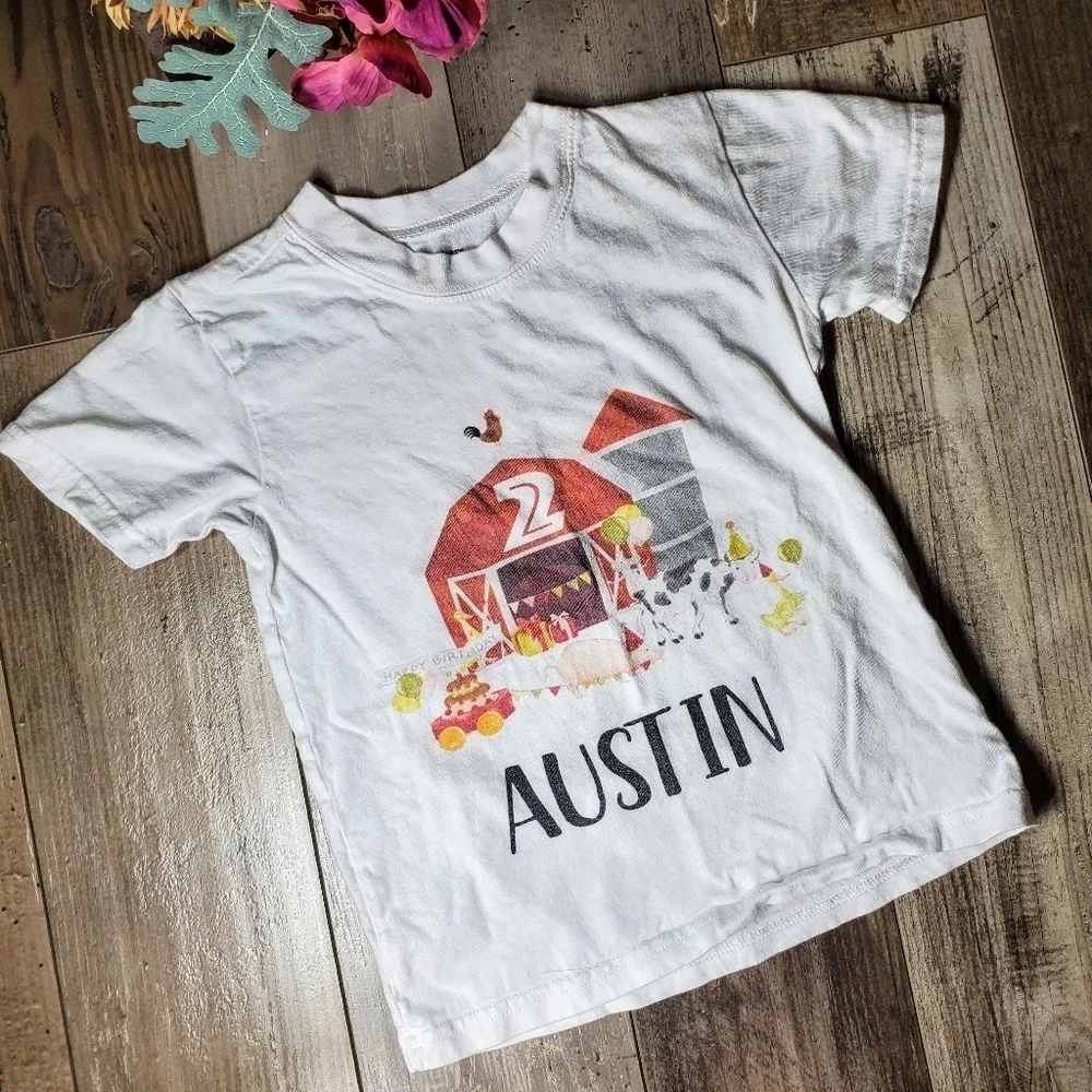 AUSTIN Toddler Boy Size 4T 2 Year Old Cotton Crewneck T-Shirt